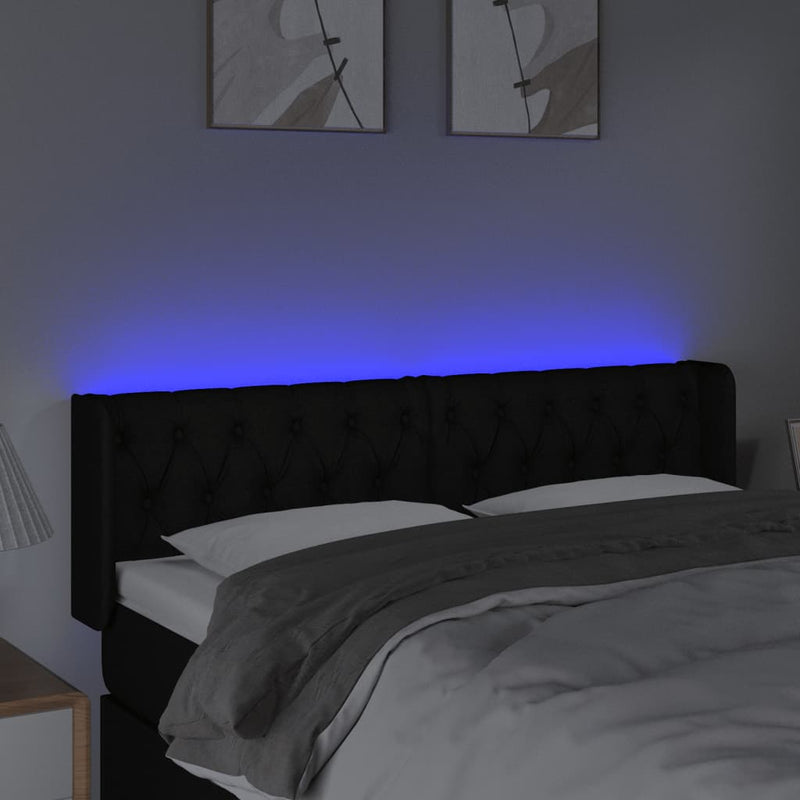 vidaXL fekete szövet LED-es fejtámla 147 x 16 x 78/88 cm