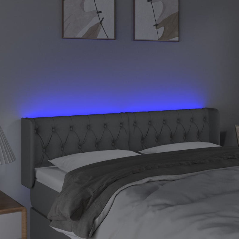 vidaXL világosszürke szövet LED-es fejtámla 163 x 16 x 78/88 cm