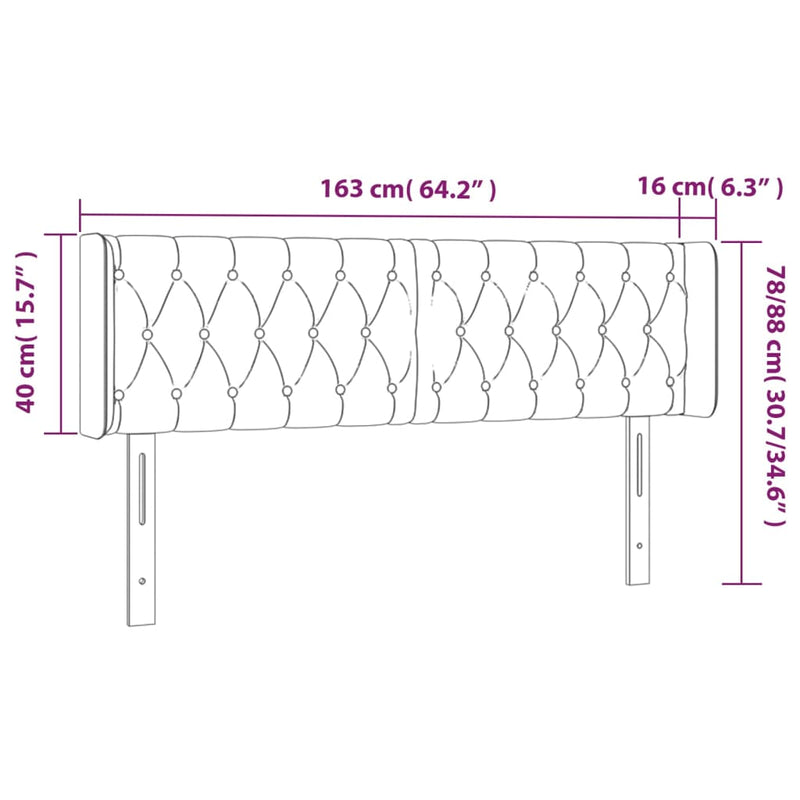 vidaXL sötétbarna szövet LED-es fejtámla 163 x 16 x 78/88 cm