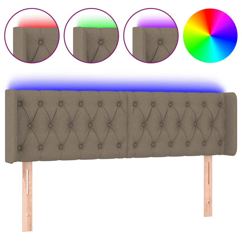 vidaXL tópszínű szövet LED-es fejtámla 163 x 16 x 78/88 cm
