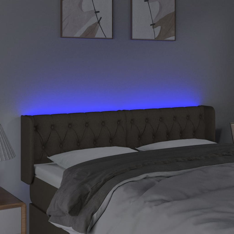 vidaXL tópszínű szövet LED-es fejtámla 163 x 16 x 78/88 cm