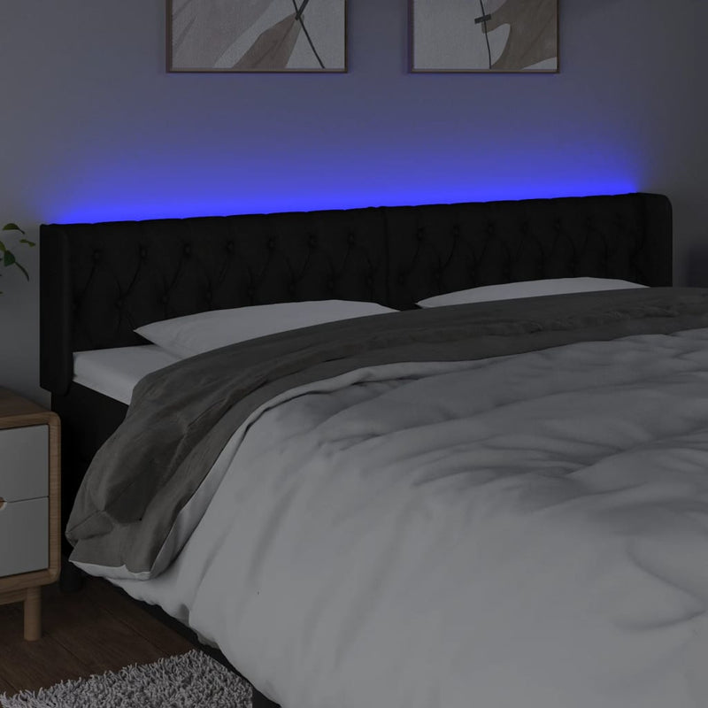 vidaXL fekete szövet LED-es fejtámla 203 x 16 x 78/88 cm