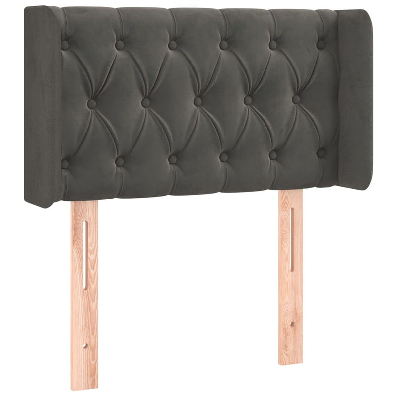 vidaXL sötétszürke bársony LED-es fejtámla 83 x 16 x 78/88 cm