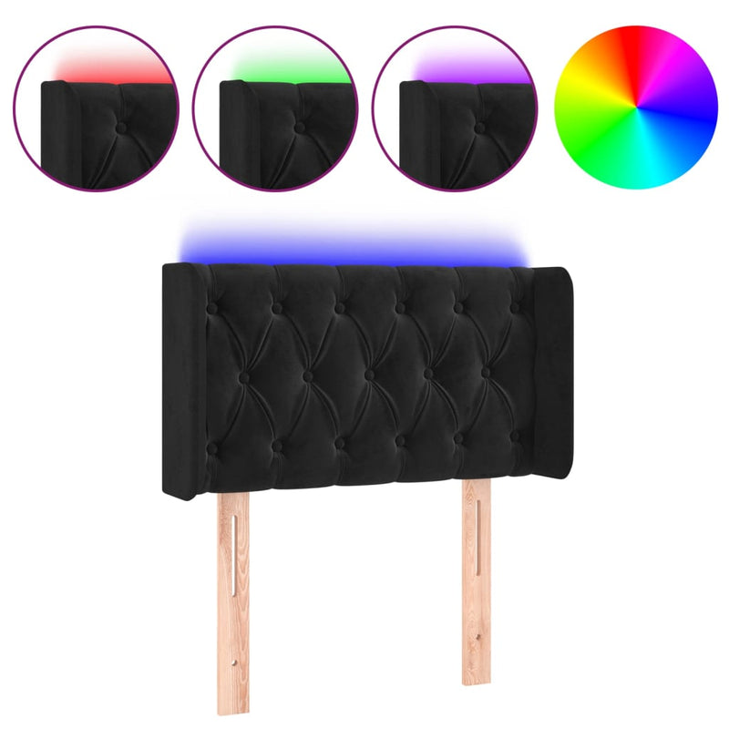 vidaXL fekete bársony LED-es fejtámla 83 x 16 x 78/88 cm