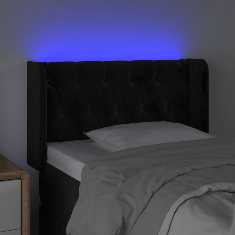 vidaXL fekete bársony LED-es fejtámla 83 x 16 x 78/88 cm