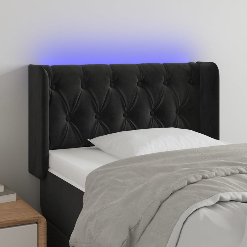 vidaXL fekete bársony LED-es fejtámla 83 x 16 x 78/88 cm