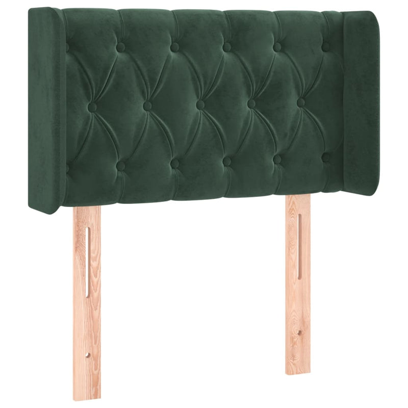 vidaXL sötétzöld bársony LED-es fejtámla 83 x 16 x 78/88 cm