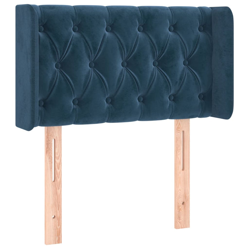 vidaXL sötétkék bársony LED-es fejtámla 83 x 16 x 78/88 cm