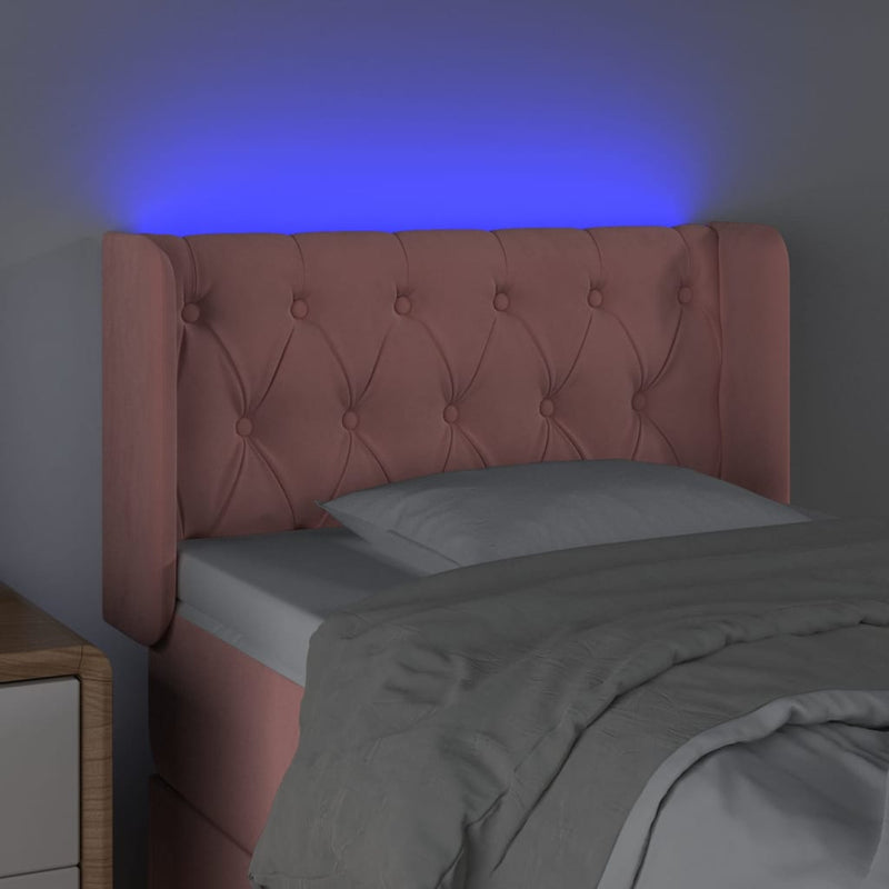 vidaXL rózsaszín bársony LED-es fejtámla 83 x 16 x 78/88 cm