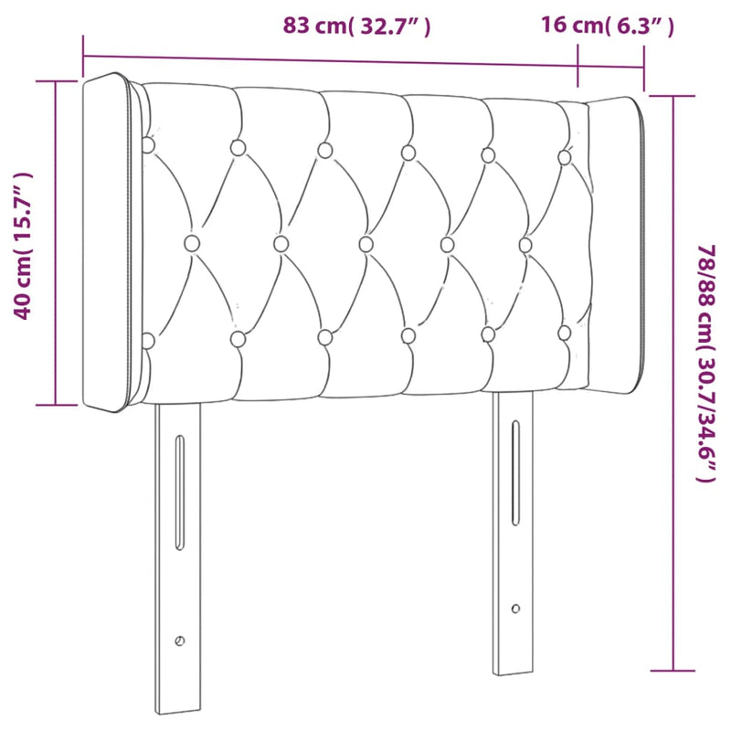 vidaXL rózsaszín bársony LED-es fejtámla 83 x 16 x 78/88 cm