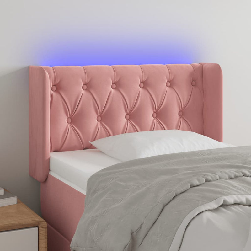 vidaXL rózsaszín bársony LED-es fejtámla 83 x 16 x 78/88 cm