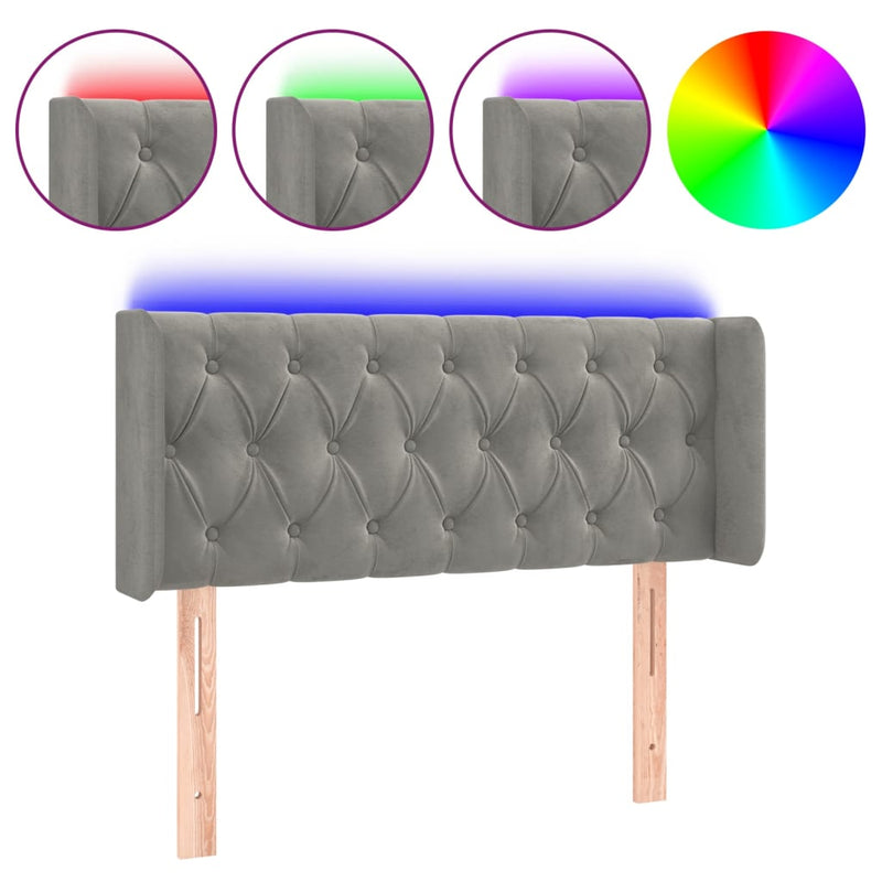 vidaXL világosszürke bársony LED-es fejtámla 93 x 16 x 78/88 cm