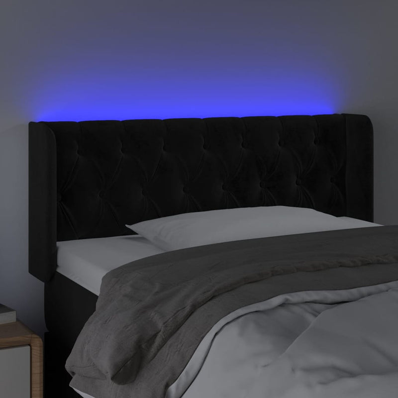 vidaXL fekete bársony LED-es fejtámla 93 x 16 x 78/88 cm