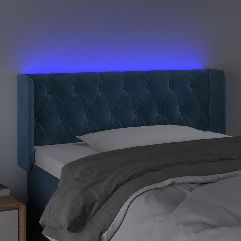 vidaXL sötétkék bársony LED-es fejtámla 93 x 16 x 78/88 cm