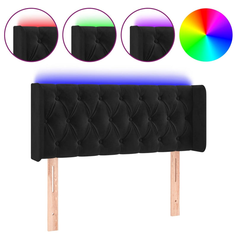 vidaXL fekete bársony LED-es fejtámla 103 x 16 x 78/88 cm