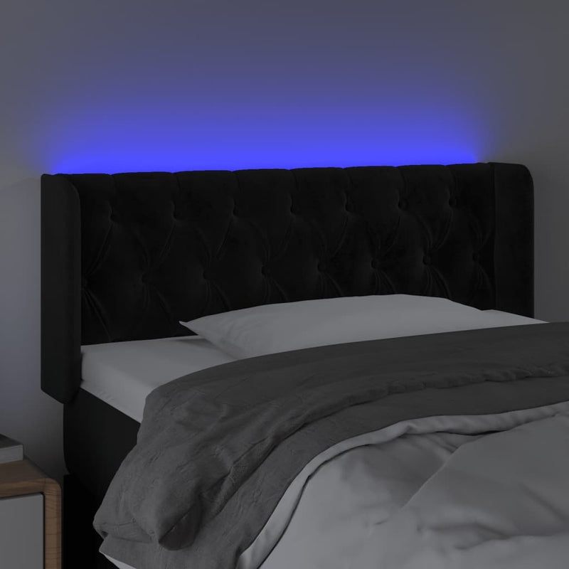vidaXL fekete bársony LED-es fejtámla 103 x 16 x 78/88 cm
