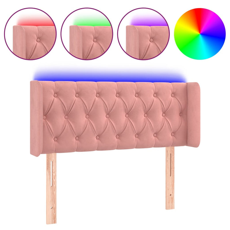 vidaXL rózsaszín bársony LED-es fejtámla 103x16x78/88 cm