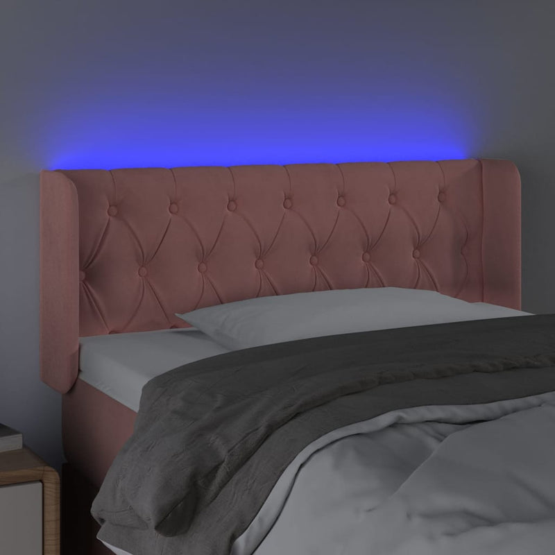vidaXL rózsaszín bársony LED-es fejtámla 103x16x78/88 cm
