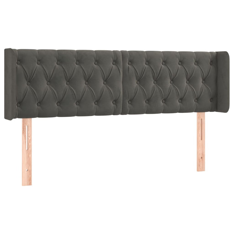 vidaXL sötétszürke bársony LED-es fejtámla 147 x 16 x 78/88 cm