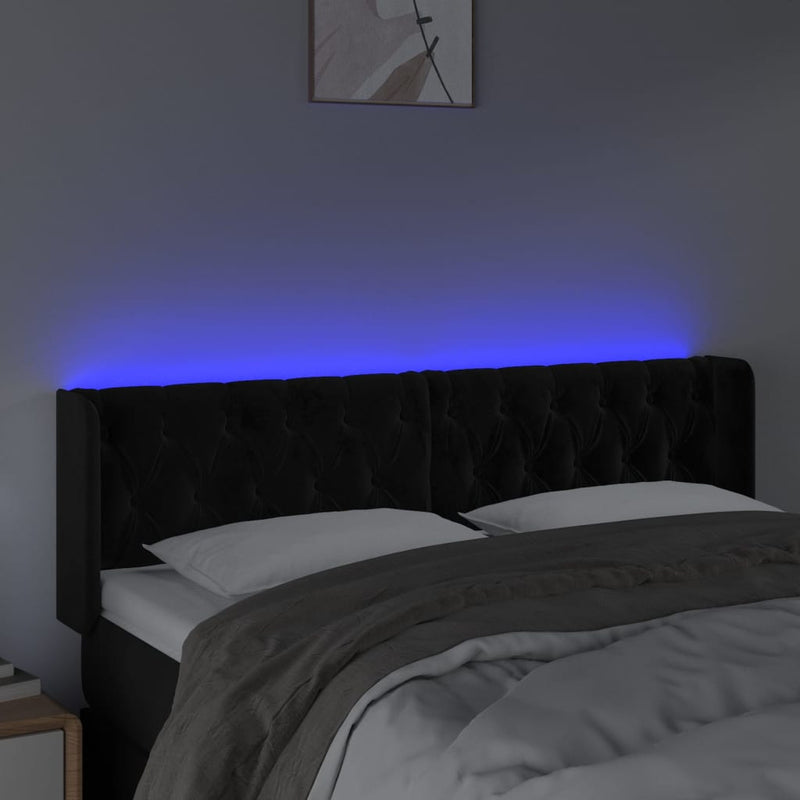vidaXL fekete bársony LED-es fejtámla 147 x 16 x 78/88 cm