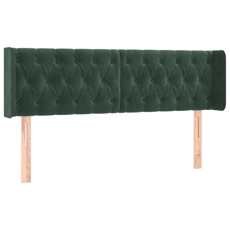vidaXL sötétzöld bársony LED-es fejtámla 163 x 16 x 78/88 cm