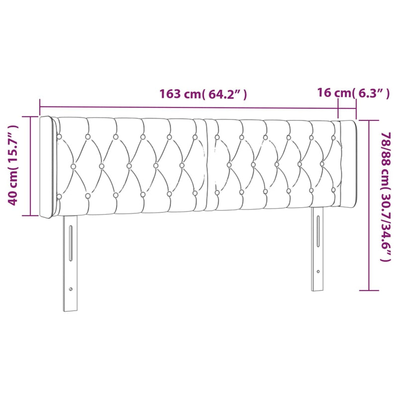 vidaXL sötétzöld bársony LED-es fejtámla 163 x 16 x 78/88 cm