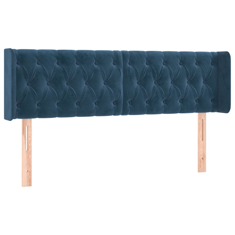 vidaXL sötétkék bársony LED-es fejtámla 163 x 16 x 78/88 cm