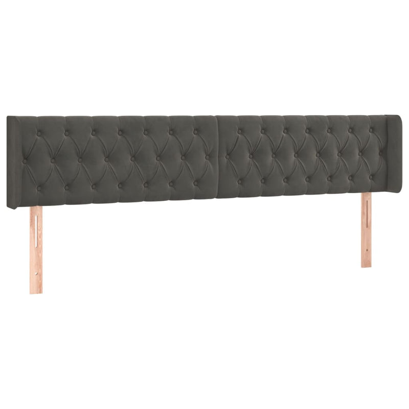 vidaXL sötétszürke bársony LED-es fejtámla 183 x 16 x 78/88 cm