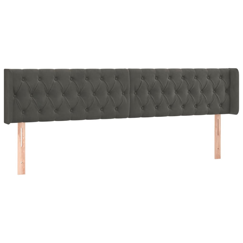 vidaXL sötétszürke bársony LED-es fejtámla 203 x 16 x 78/88 cm