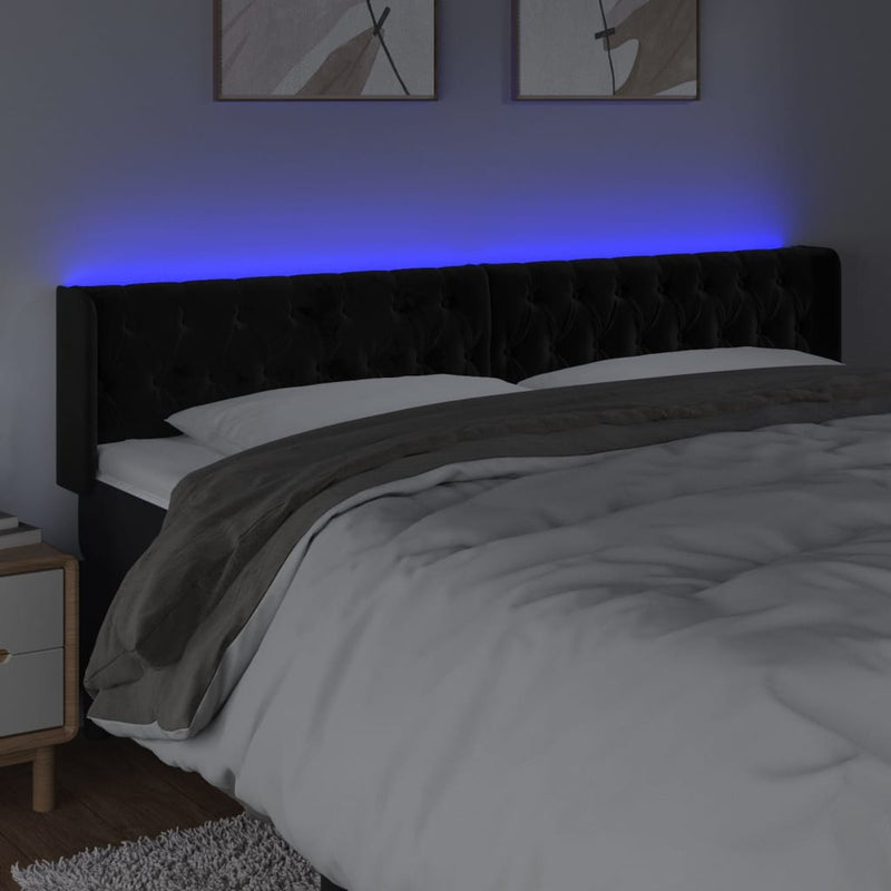 vidaXL fekete bársony LED-es fejtámla 203 x 16 x 78/88 cm