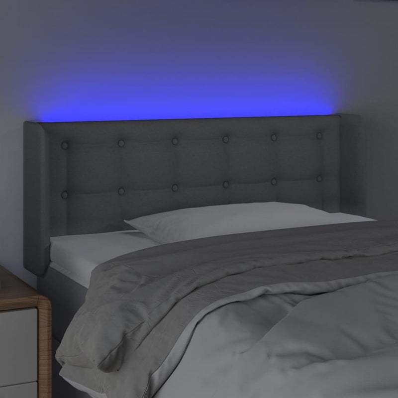 vidaXL világosszürke szövet LED-es fejtámla 83 x 16 x 78/88 cm