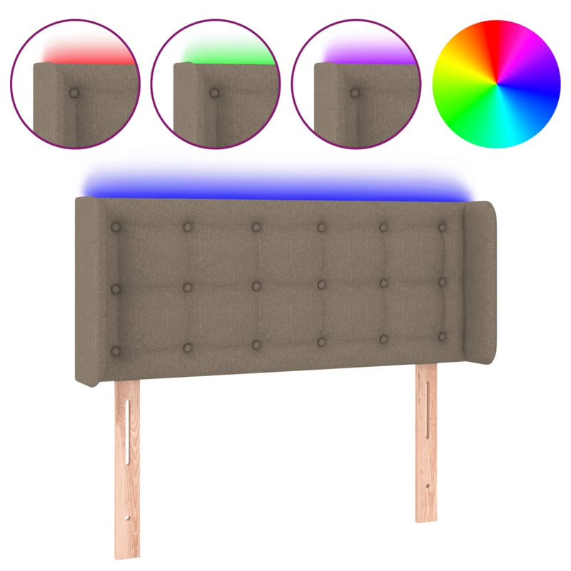 vidaXL tópszínű szövet LED-es fejtámla 83 x 16 x 78/88 cm