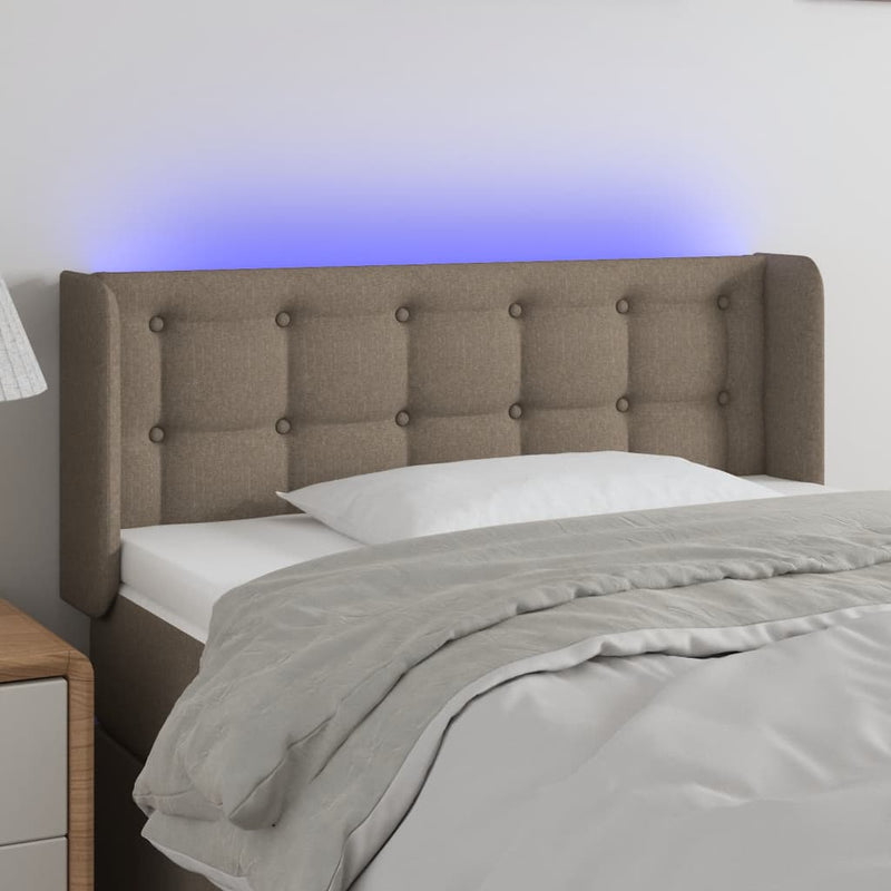 vidaXL tópszínű szövet LED-es fejtámla 83 x 16 x 78/88 cm