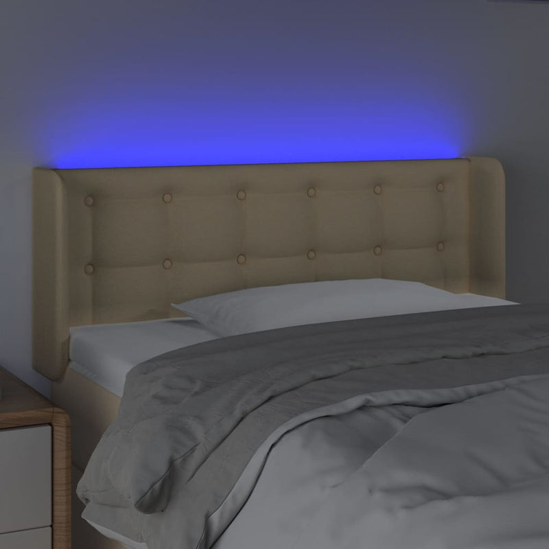 vidaXL krémszínű szövet LED-es fejtámla 83 x 16 x 78/88 cm