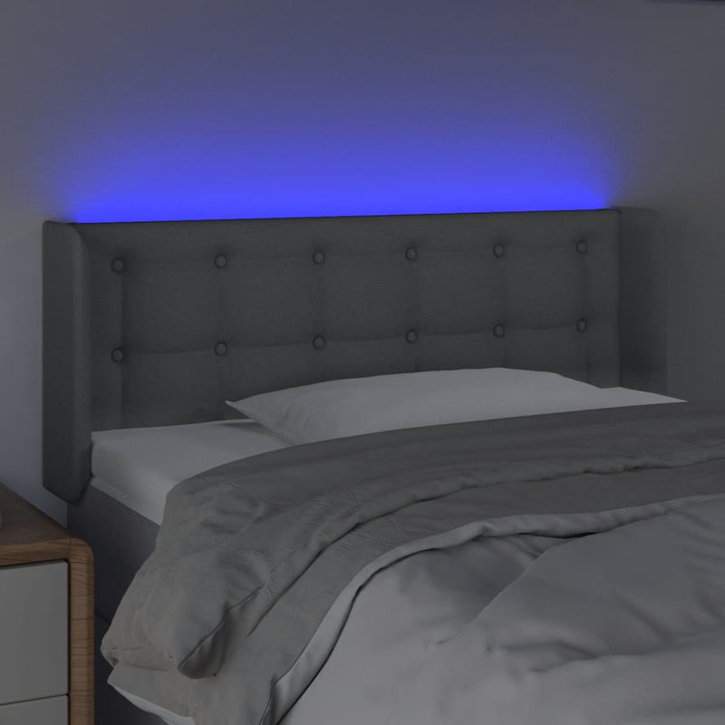 vidaXL világosszürke szövet LED-es fejtámla 93 x 16 x 78/88 cm