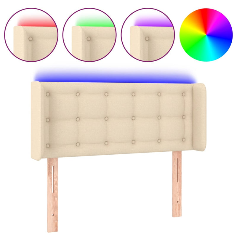 vidaXL krémszínű szövet LED-es fejtámla 93 x 16 x 78/88 cm