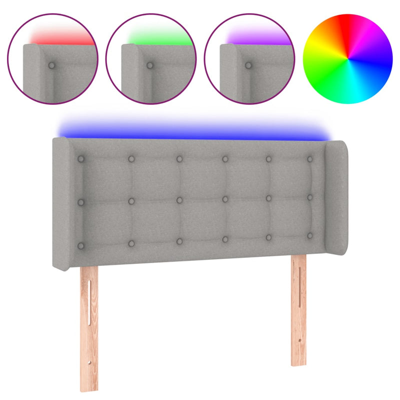 vidaXL világosszürke szövet LED-es fejtámla 103 x 16 x 78/88 cm