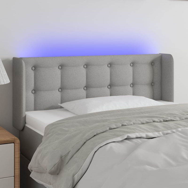 vidaXL világosszürke szövet LED-es fejtámla 103 x 16 x 78/88 cm