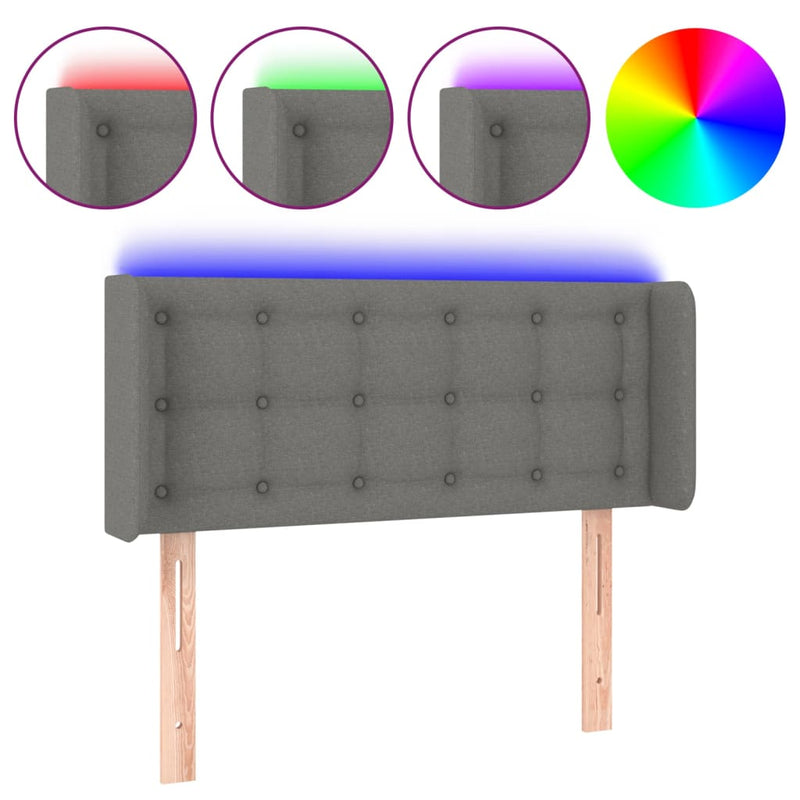 vidaXL sötétszürke szövet LED-es fejtámla 103 x 16 x 78/88 cm