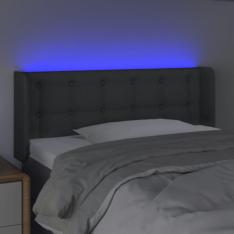 vidaXL sötétszürke szövet LED-es fejtámla 103 x 16 x 78/88 cm