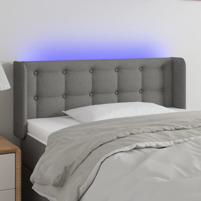 vidaXL sötétszürke szövet LED-es fejtámla 103 x 16 x 78/88 cm
