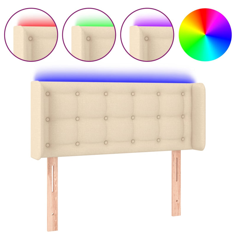 vidaXL krémszínű szövet LED-es fejtámla 103 x 16 x 78/88 cm