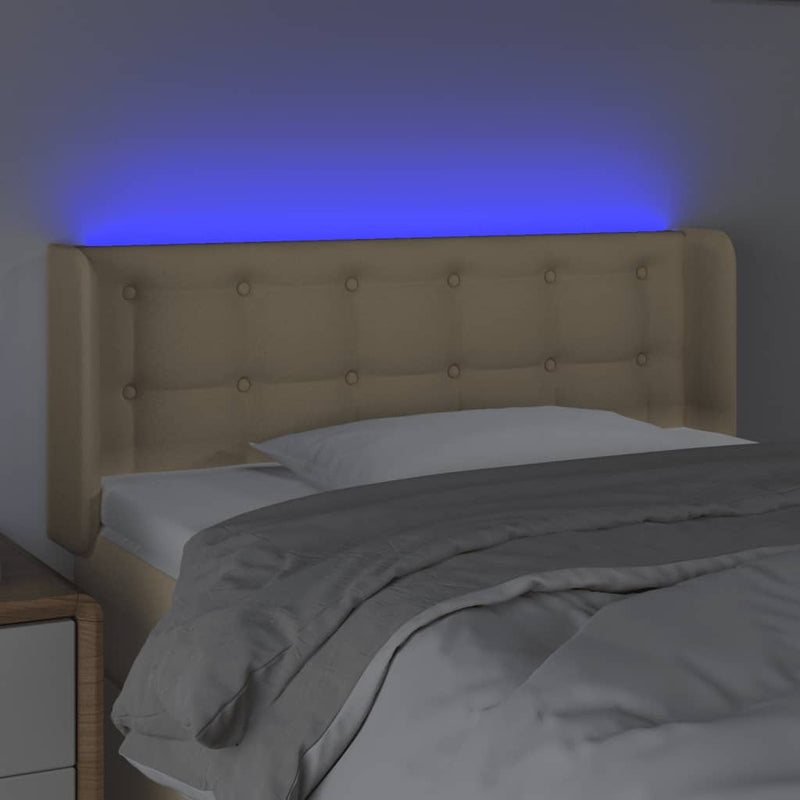 vidaXL krémszínű szövet LED-es fejtámla 103 x 16 x 78/88 cm