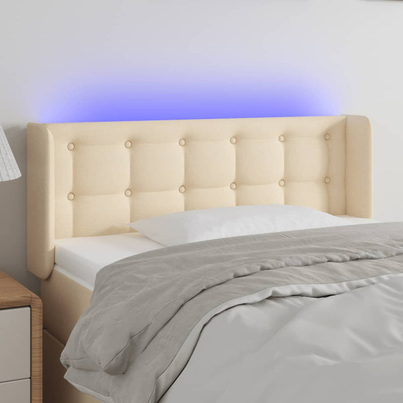 vidaXL krémszínű szövet LED-es fejtámla 103 x 16 x 78/88 cm