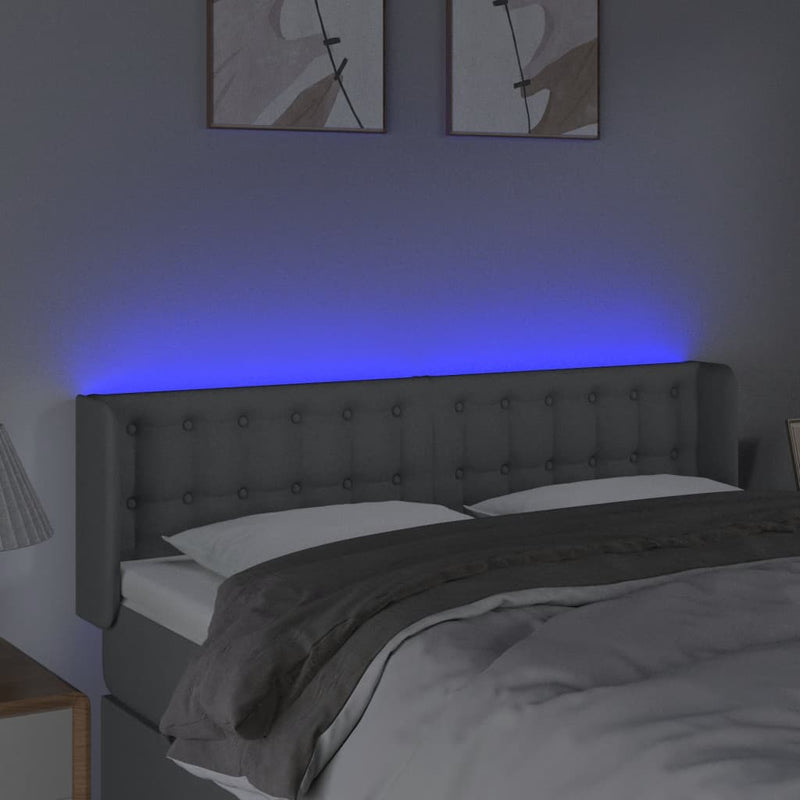 vidaXL világosszürke szövet LED-es fejtámla 147 x 16 x 78/88 cm