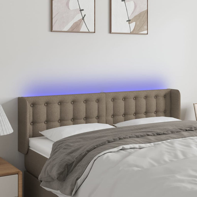 vidaXL tópszínű szövet LED-es fejtámla 147 x 16 x 78/88 cm