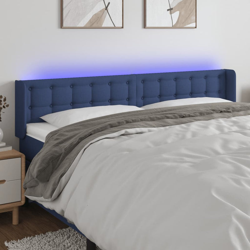 vidaXL kék szövet LED-es fejtámla 163 x 16 x 78/88 cm