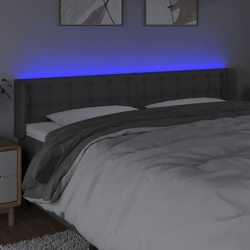 vidaXL sötétszürke szövet LED-es fejtámla 183 x 16 x 78/88 cm