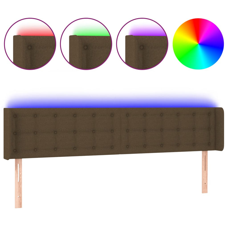 vidaXL sötétbarna szövet LED-es fejtámla 183 x 16 x 78/88 cm