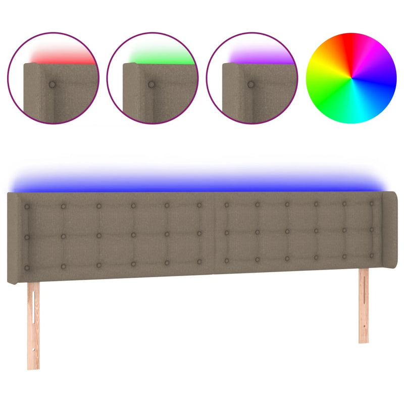 vidaXL tópszínű szövet LED-es fejtámla 183 x 16 x 78/88 cm